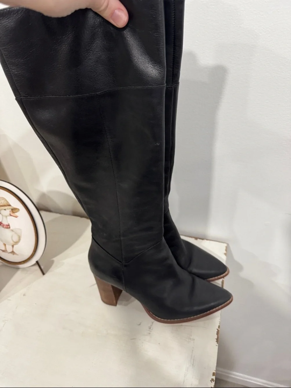 Crown Vintage Black Over-the-Knee Leather Boots